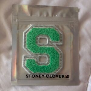 NWT Stoney Clover Lane Denim Varsity Letter S Patch Sticker Avocado Green